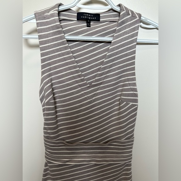 Robert Rodriguez gray white striped body con dress - Picture 3 of 7